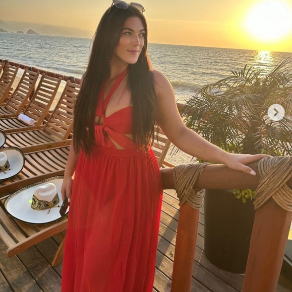 PatBO CUT-OUT HALTERNECK MAXI DRESS - CANDY RED. Size 6 - Picture 4 of 16